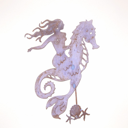 Mermaid On a Seahorse in Pink SQuare